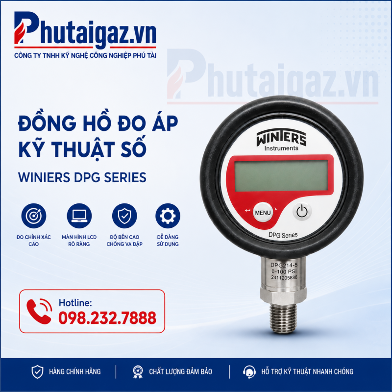 ĐỒNG HỒ ÁP SUẤT SỐ WINTERS DPG214-5 | 0–100 PSI