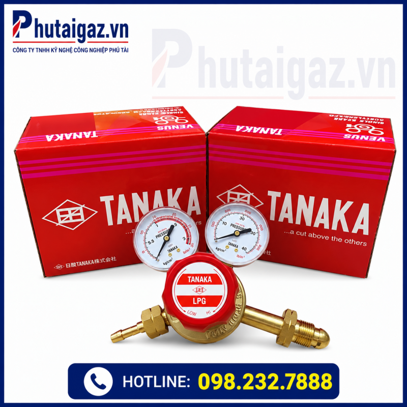 Đồng hồ Gas Tanaka (CGA-510) | Van điều áp LPG, Axetylen chính hãng Thái Lan